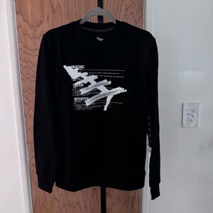 RocNation paper planes crew neck sweater NWT